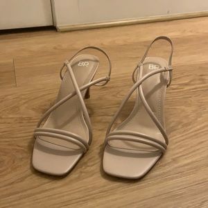 Strappy nude heels - size 10 - never worn